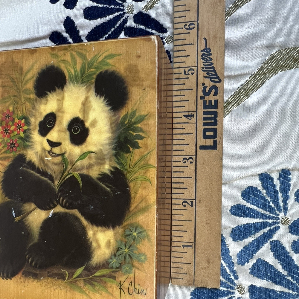 Panda Bear Trinket Box K Chin Artist Wooden Hinged Box Asian Home Decor Vintage - Picture 7 of 11